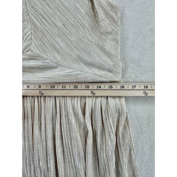 Ivy & Blu Ivory Gold Dress Midi Sleeveless Party Occasion Metallic 6 M - Picture 11 of 11